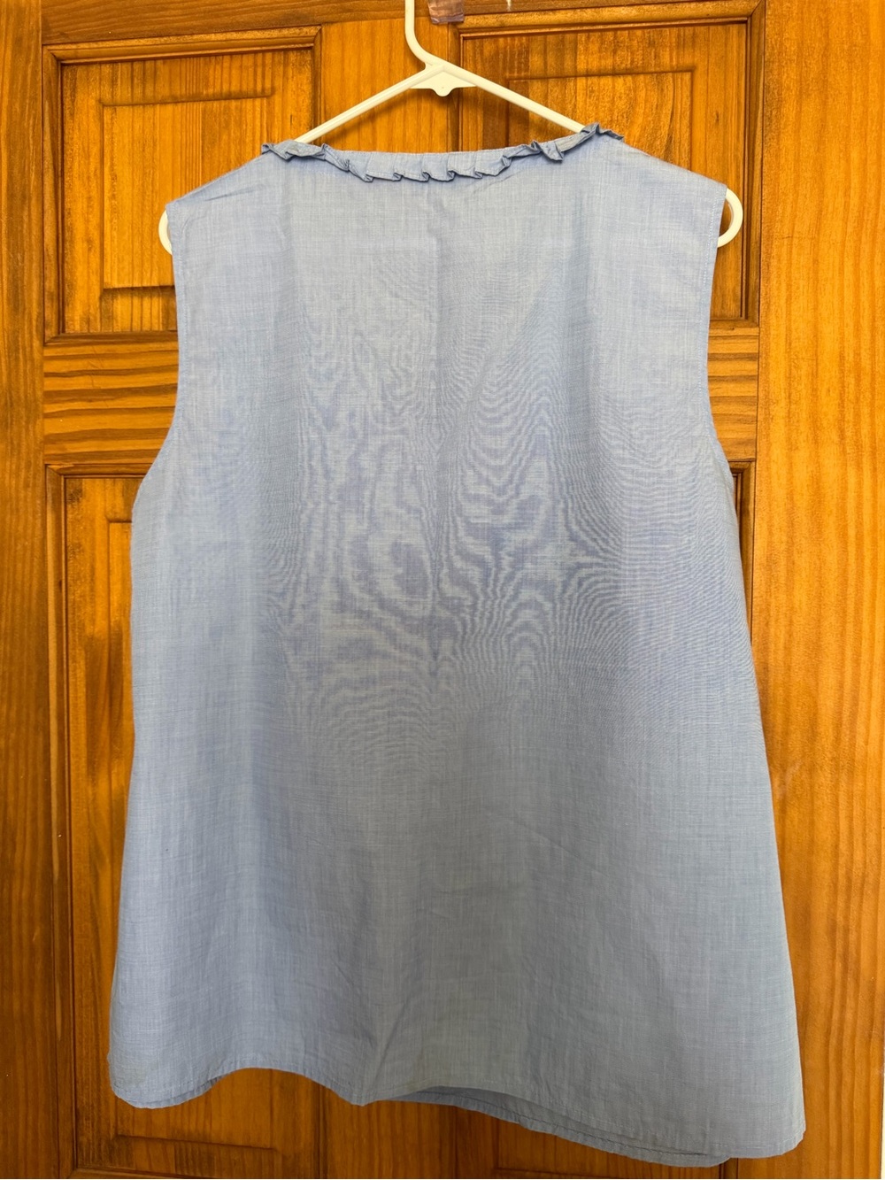 Talbots Blue  Ruffle Scoop Neck Sleeveless Blouse - Picture 5 of 9